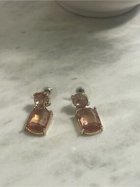 LOFT Gold-Tone Peach Sparkle Drop Earrings
